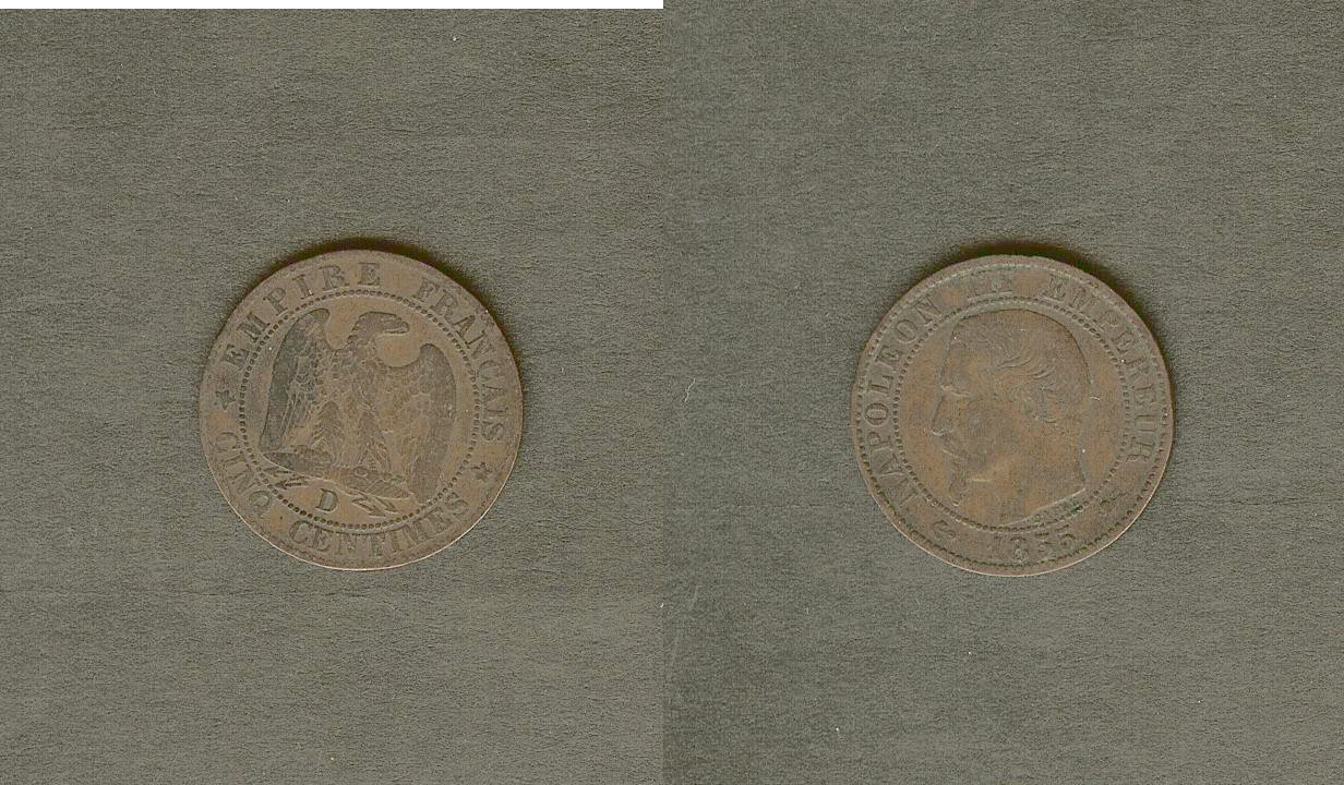 5 centimes Napoleon III 1855D VF+